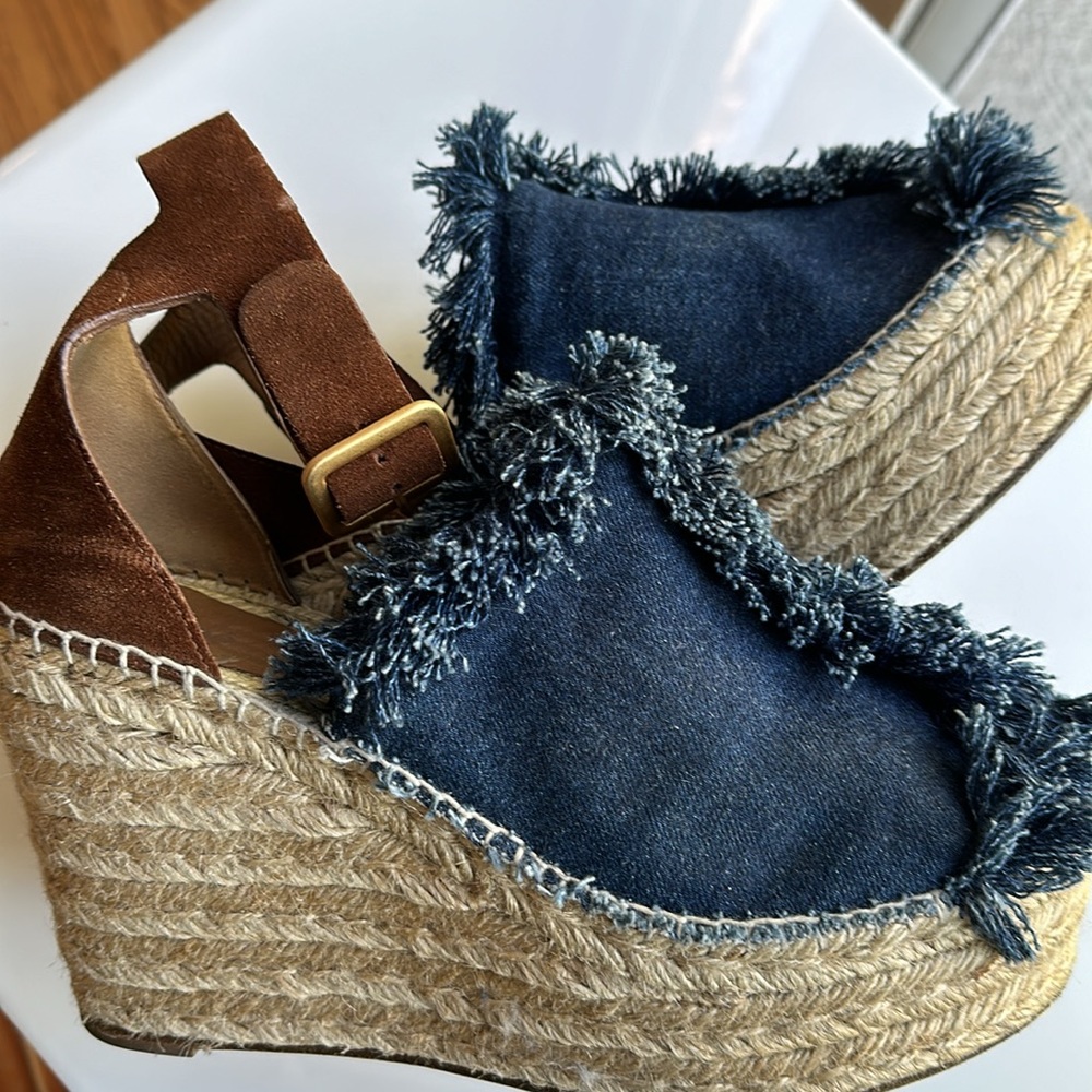 Chloe frayed denim platform size 10